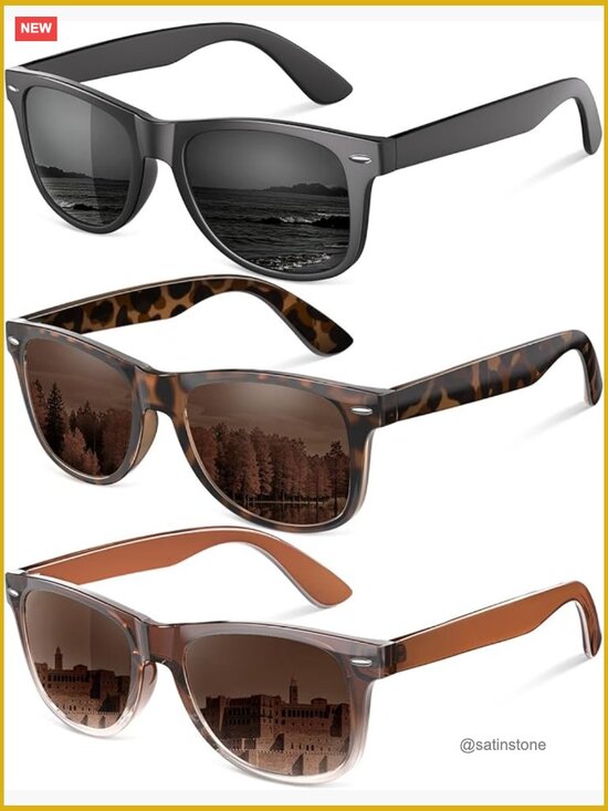 Polarized Sunglasses for Women Men - HD UV Protection Retro Square Driving main image 5